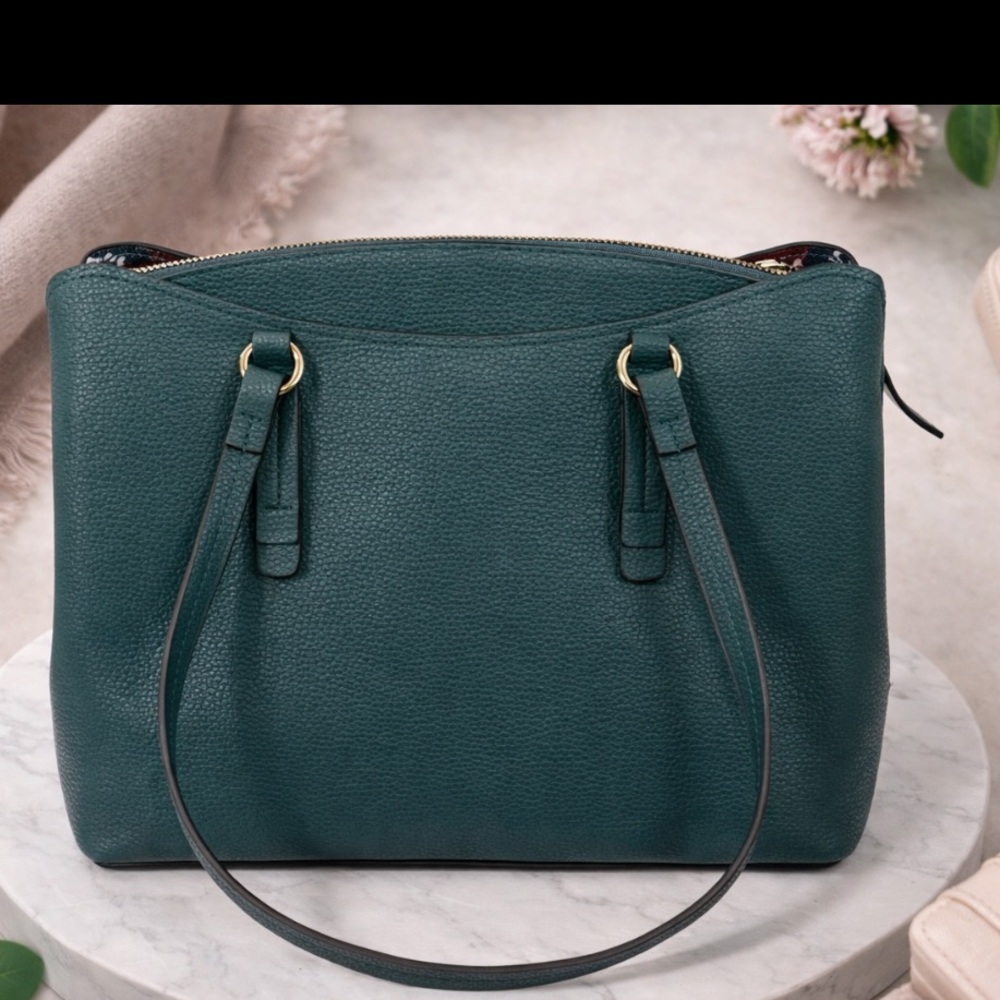 Nanette Lepore Dark Green Asahi Triple Section Shoulder Bag Like New - Picture 2 of 4